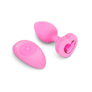 Vibrating Heart Butt Plug Small/Medium - Pink Topaz